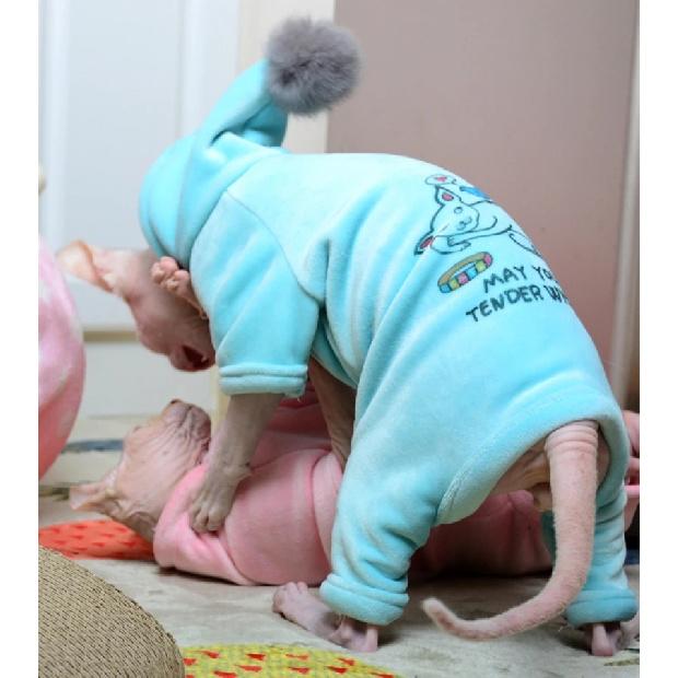 Hairless Cat Clothes Sphinx Winter Dog Hoodies For Small Medium Pets Cartoon Kittens Costumes Chihuahua Clothing Jacket Autumn