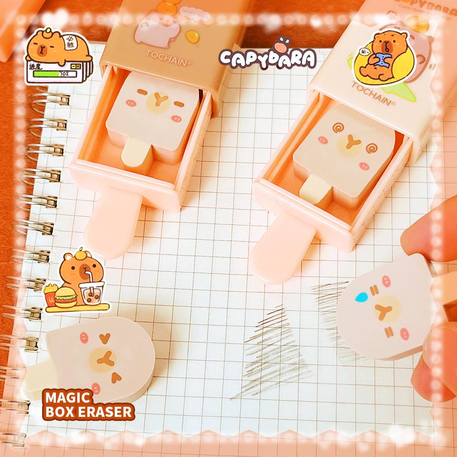 Aesthetic stationery back to school supplies Kawaii Stationery items capybara Erasers rubber school stationery accessories