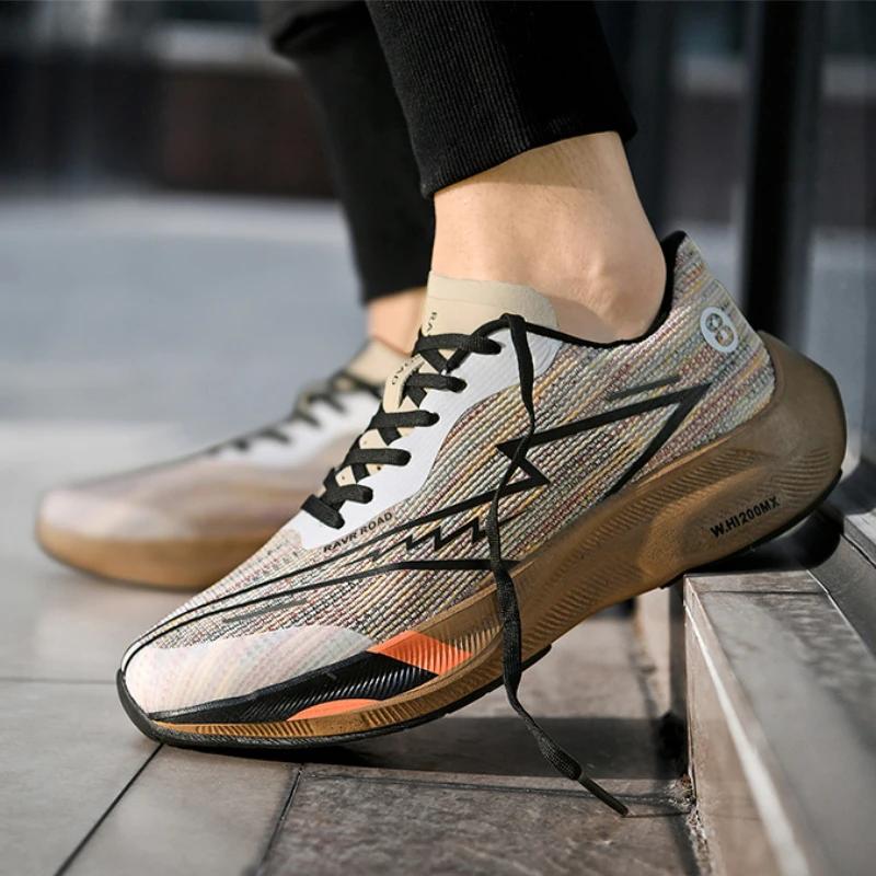Fashion Men Sneakers Full Palm Carbon Plate Running Shoes Women Lightweight Tennis Shoes Marathon Racing Shock-absorbing Training Shoes