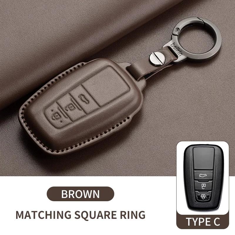 New Leather Car Remote Key Case Cover Shell for Toyota Prius Camry Corolla Avalon CHR RAV4 Land Cruiser Prado Keyless Key Fob