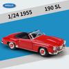 WELLY 1/24 1955 Mercedes-Benz 190 SL Alloy Roadster Sports Car Model Diecast Metal Classic Retro Old Car Vehicle Model Kids Gift