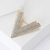 Japan And Korea Fashion Versatile Alloy Rhinestone Big V Brooch Creative Design Women'S Suit Coat Corsage Jewelry Pin