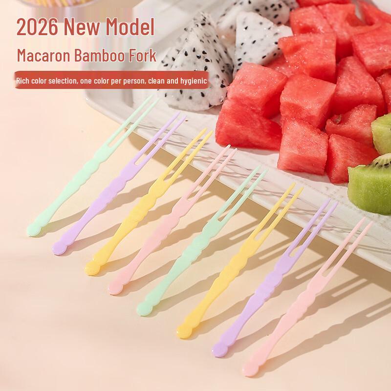 OLOEY Disposable Bamboo-Joint Plastic Fruit Forks