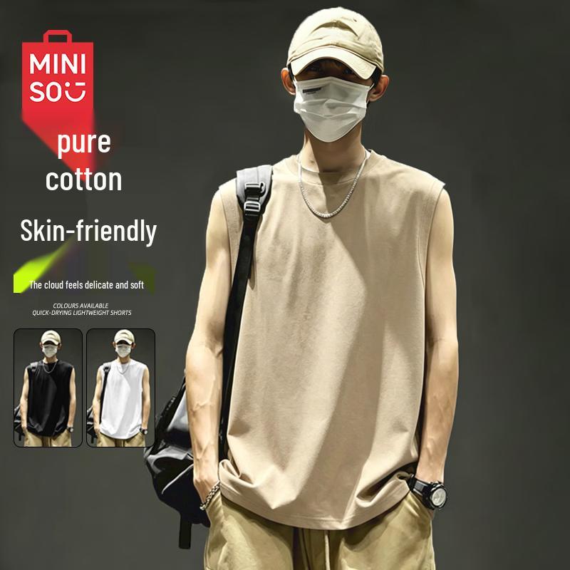 MINISO Men s Pure Cotton Sleeveless T-Shirt L
