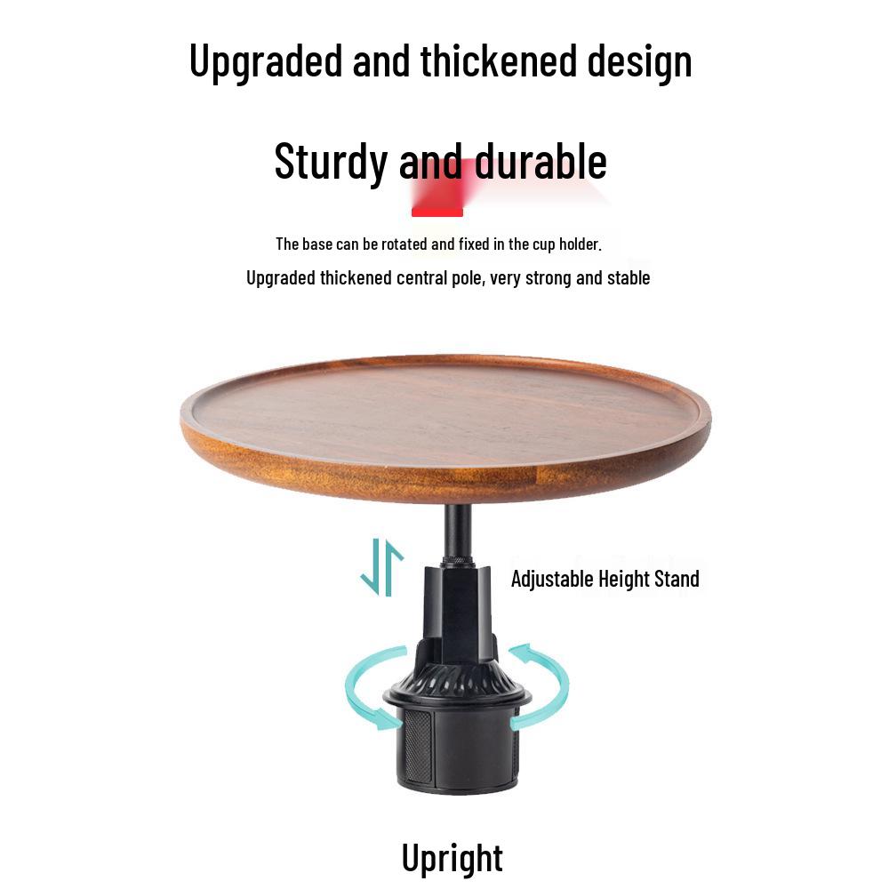 Universal Tesla Car-Mounted Rotating Wood Table for Vehicle Interiors