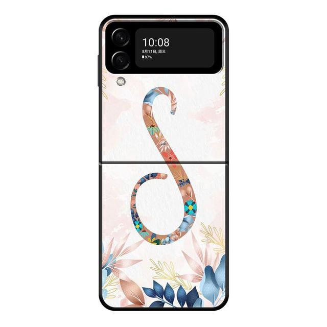 Floral Pattern Leaf Letter Art Phone Case For Samsung Galaxy Z Flip 4 Z Flip3 5g Shell For Galaxy Z Flip Hard Cover Couqe