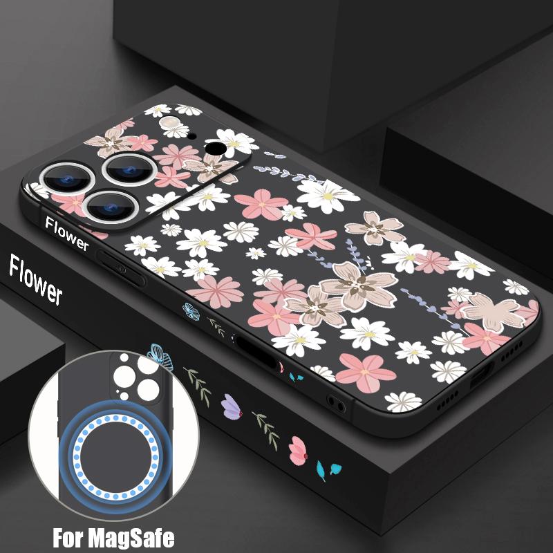Süßes Blumenmuster Magnetische Hülle Für iPhone 17e 17 16 15 14 13 Pro Max 16e 13 Für Magsafe Kabelloses Laden TPU Handyhülle
