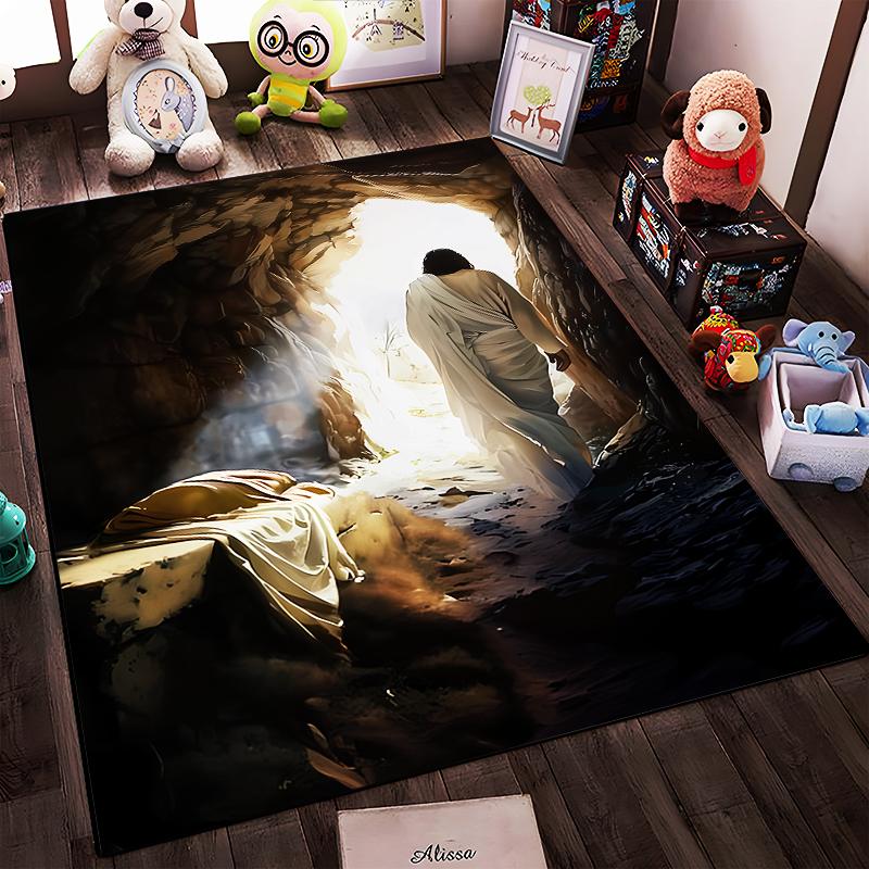 Resurrection Scene Art Non-slip Rug for Homes living room and bedroom sofas.