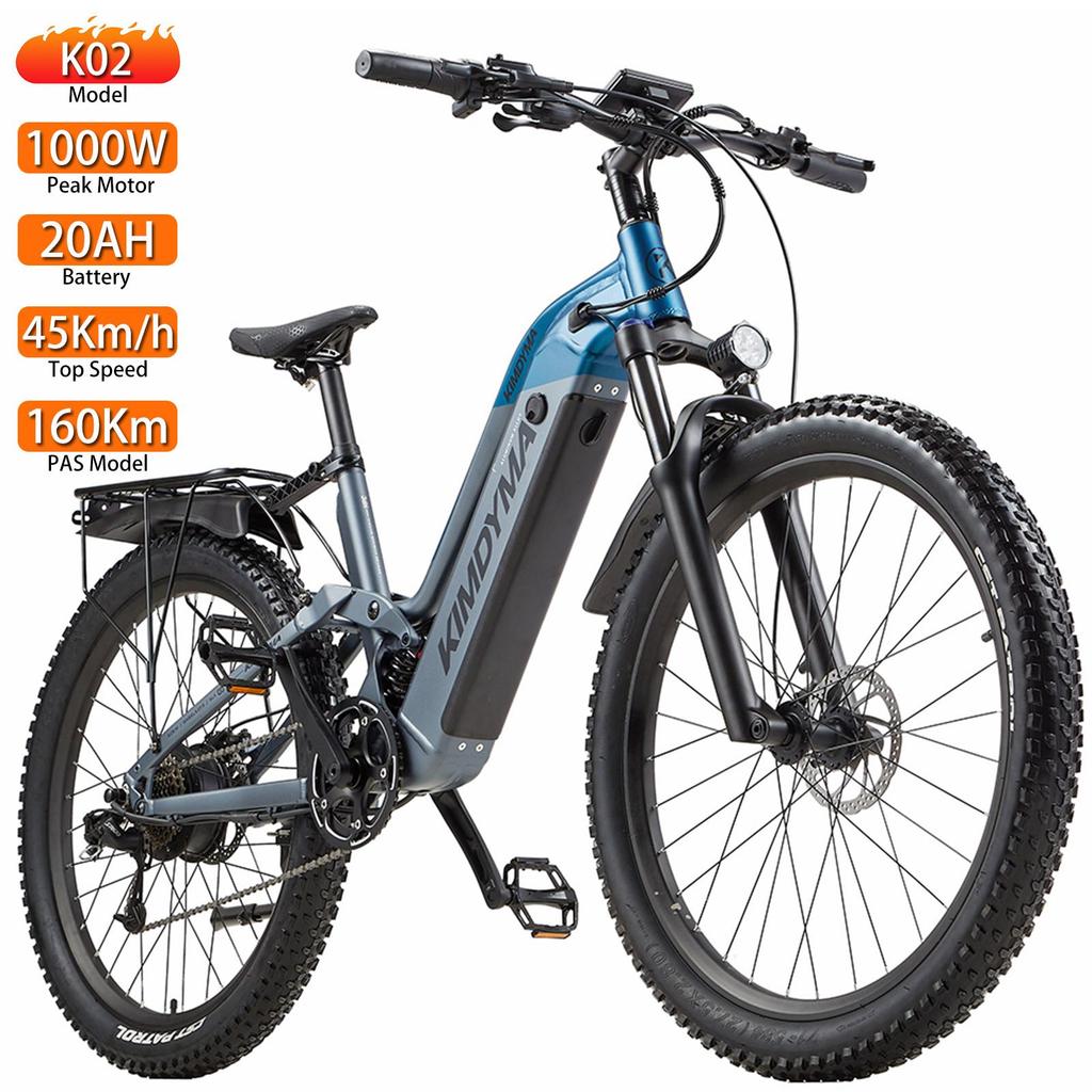 Elektrofahrrad KIMDYMA 27.5" 1000W Motor City Ebike 48V 20AH Max. Reichweite 160km 9 Gänge K02