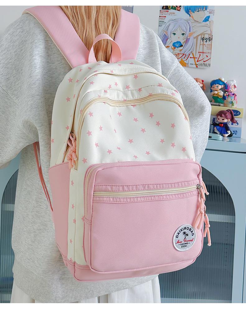 Cross-border Star Print Junior Backpack: Large, Lightweight, Simple and Casual.