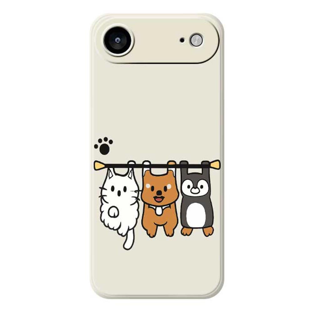 For iPhone 17 Air Case Three Animal Dolls Pattern Printing Straight Edge TPU Phone Back Cover