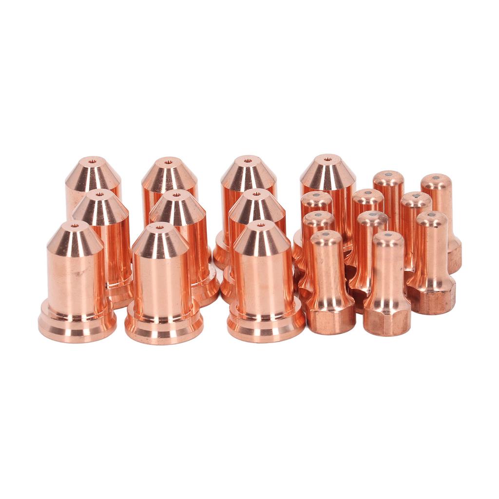 20Pcs Plasma Cutting Torch Nozzles Electrodes Brass Strong High Temperature Resistant Nozzles Electrodes Set for PTM 80