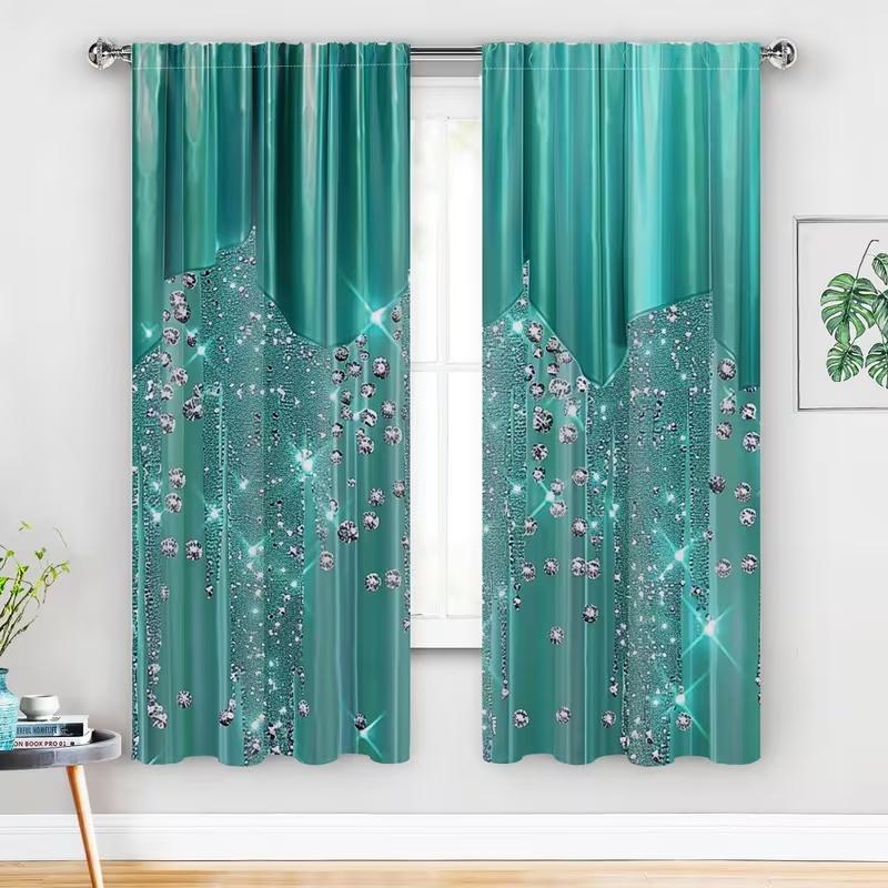 2 szt. Zasłony z nadrukiem koralików diamentowych, odpowiednie do sypialni, salonu, kuchni, dekoracji domu, zasłony drzwiowe, zasłony okienne