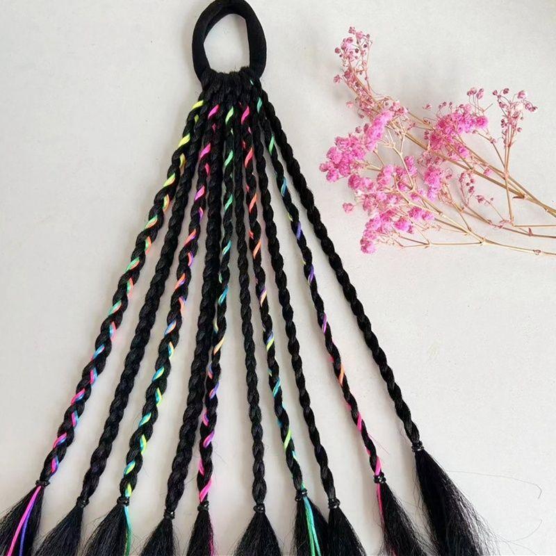 Girls' Wig Ponytails: Colorful Braiding Hair Ties for Boxer Braids & Dreadlock Styles, Cute Hair Styling Accessories for   Kids