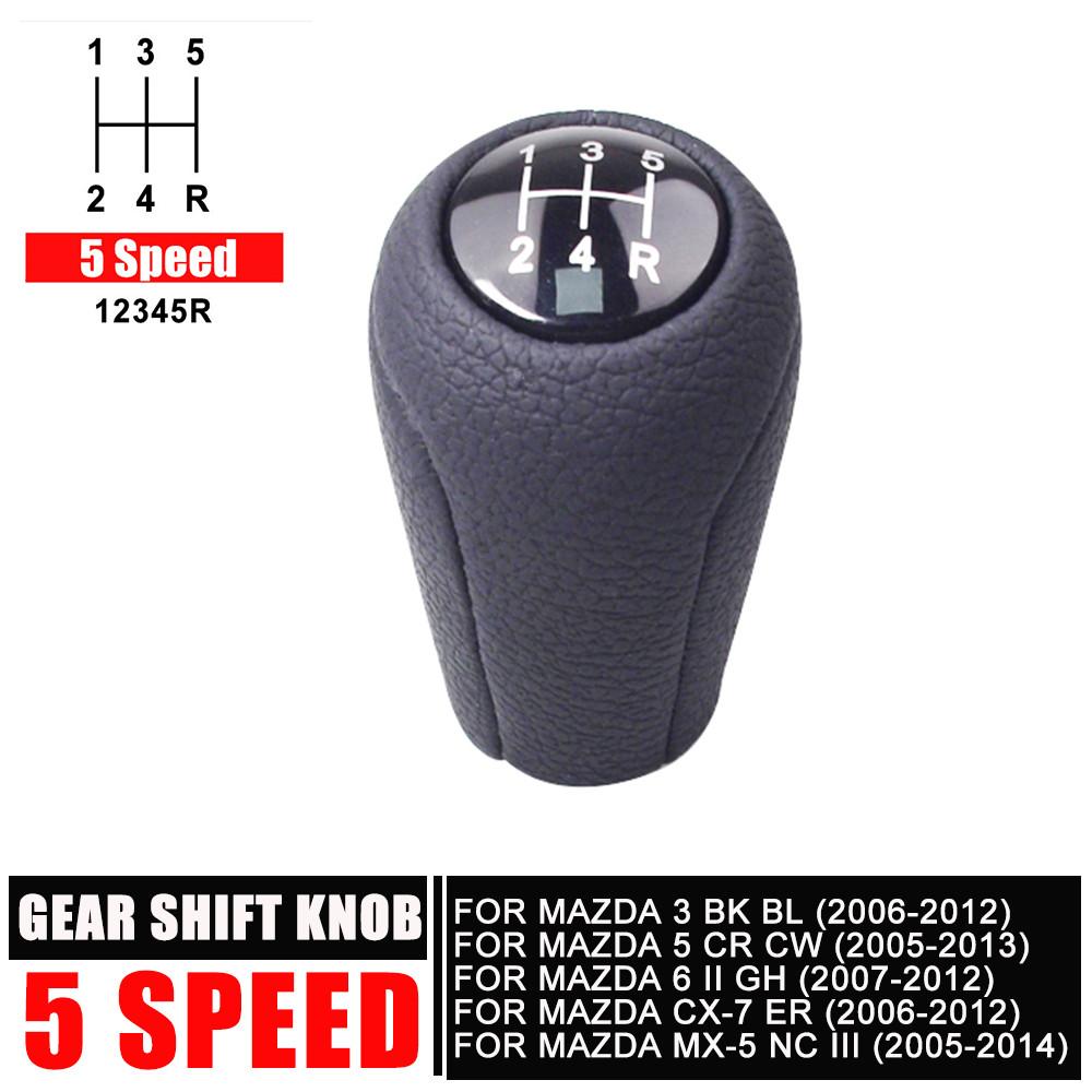 5/6-Speed Gear Shift Knob for MAZDA 3 BK BL 5 CR CW 6 II GH CX-7 ER MX-5 NC III 23 MT PU Leather Shifter Lever Arm Headball 5 Speed