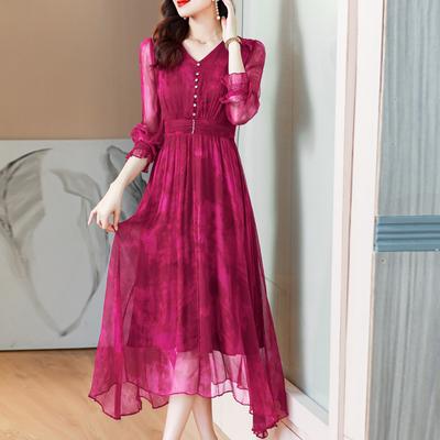 Robe rouge chic et luxueuse de style déesse pour femmes avec des robes minces au goût exquis