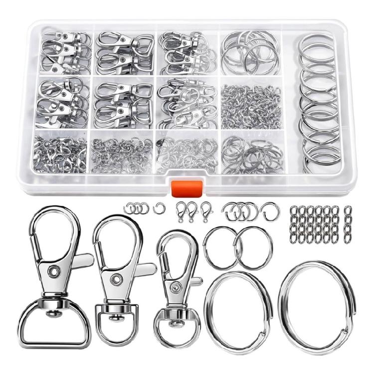 Набор из 265 прочных металлических колец для брелоков, вращающихся пружинных крючков, аксессуар для брелоков 1