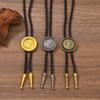Lotus Flower Pendant Bolo Tie Necklace for Men and Women - Western Cowboy Style