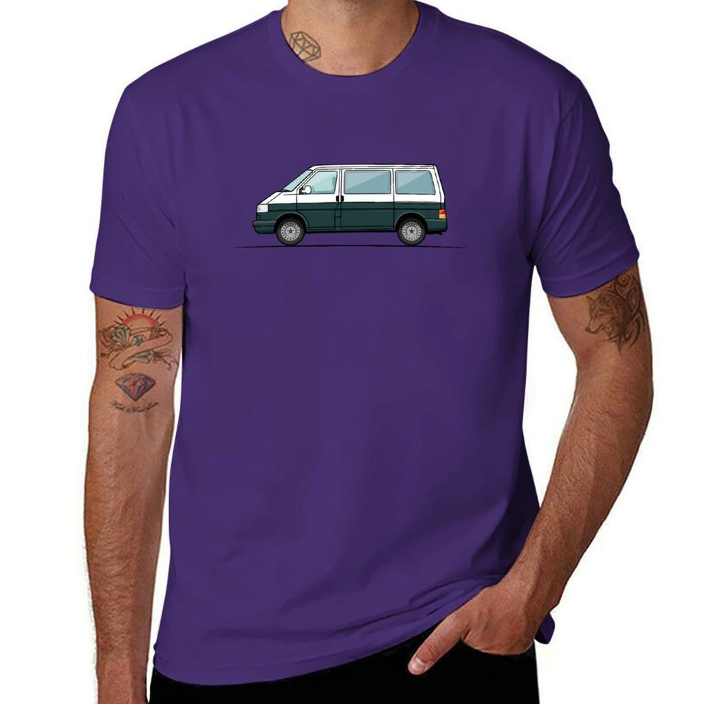T4 Bus White Green Tshirt Funnys Anime Clothes Graphics Unisex Workout Shirt