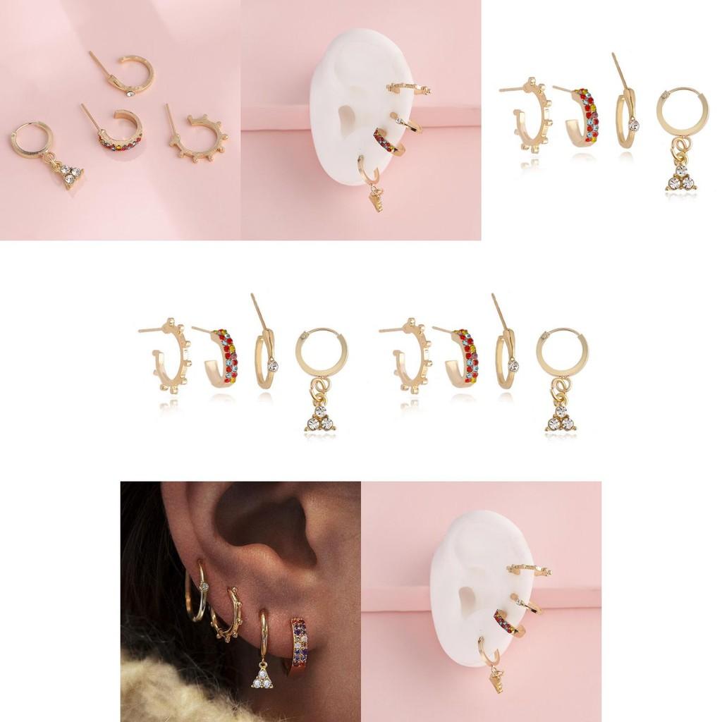 Trendy Gold Alloy Plated Crystal Studs Earring Set For Stylish Women