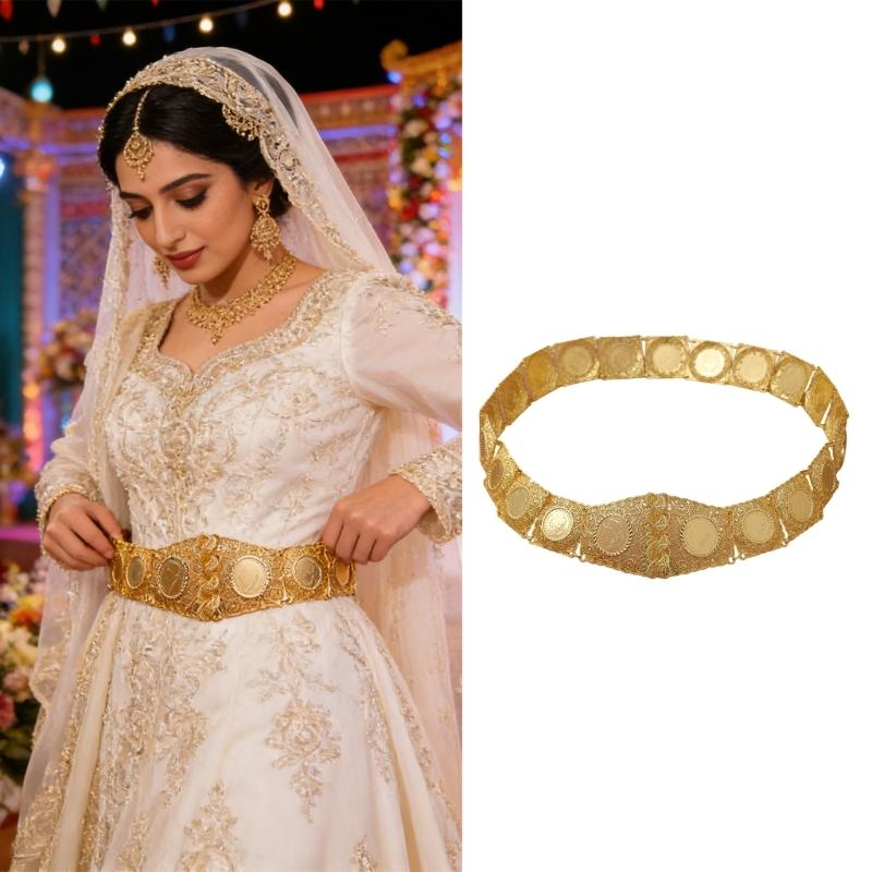 Blingbling Waist Belt Stylish Carved Floral Waist Chain Belt Elaborate Chain Belly Chain for Wedding Waist Chain