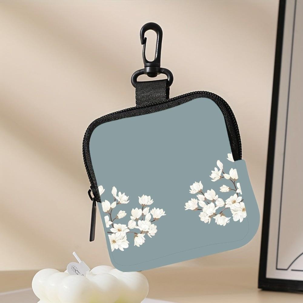 

Cute Mini Flower Coin Purse Water-resistant Lightweight Zipper Storage Bag PVC Portable Earphone Bag Friends Gift синій
