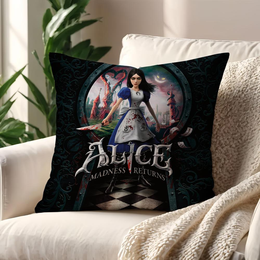 Movie A-Alice Madness Returns Cushion Cover Pillow Case Pillowcase Soft Skin Friendly & Comfortable with a Hidden Zipper