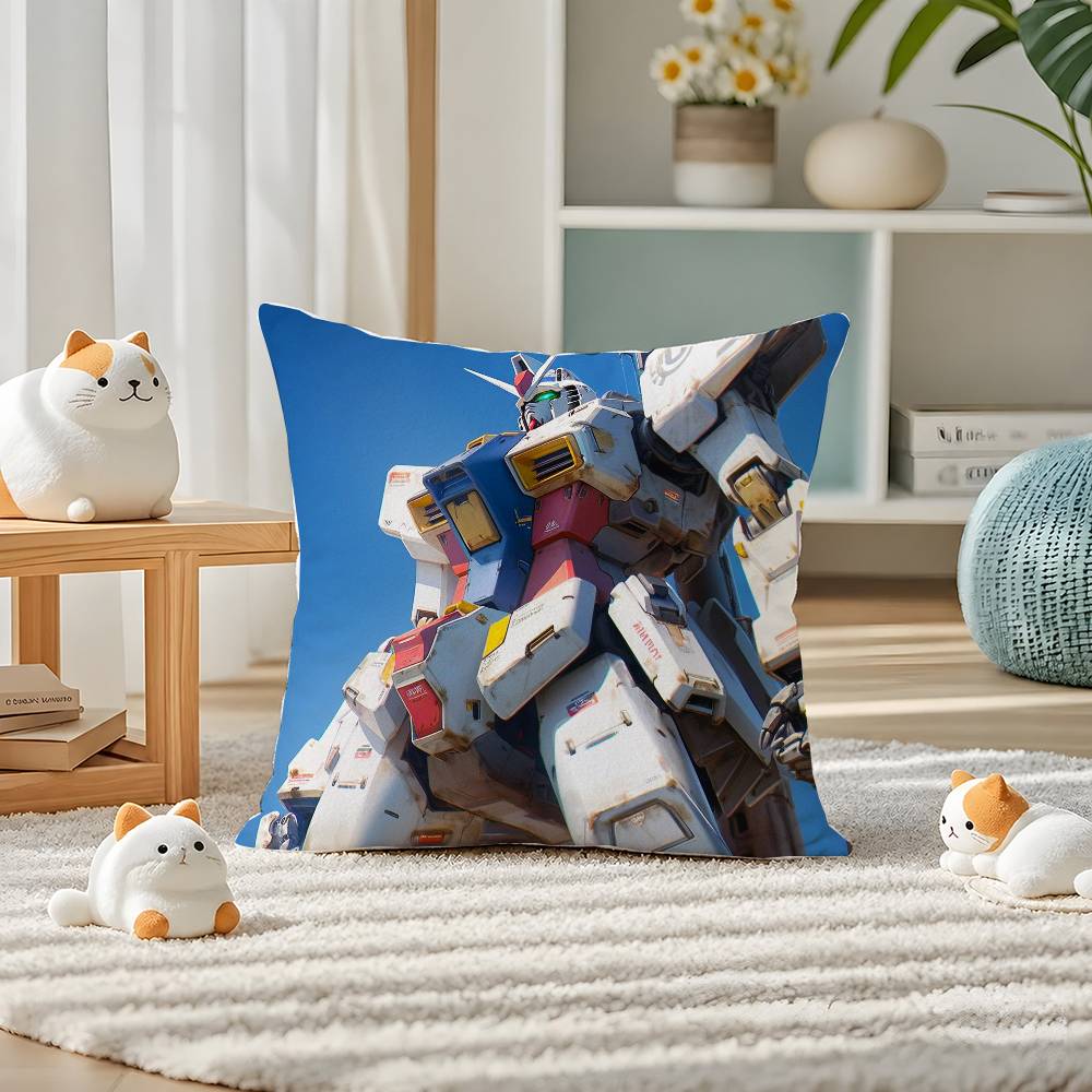 Mobile Suit Gundam Gundam Epyon Anime Plush Pillow Cover Soft Short Plush Cushion Cover For Sofa Bedroom Home Decor Gift