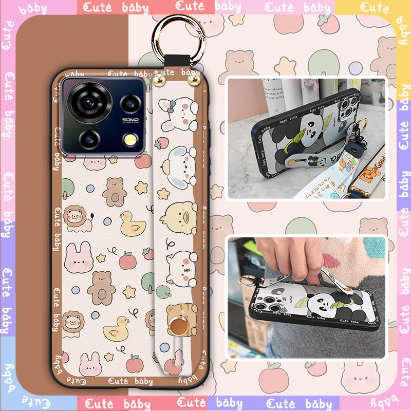 Cute Lanyard Phone Case For ZTE Blade V50 Vita Back Cover Durable Kickstand Fashion Design Waterproof Wristband Ring