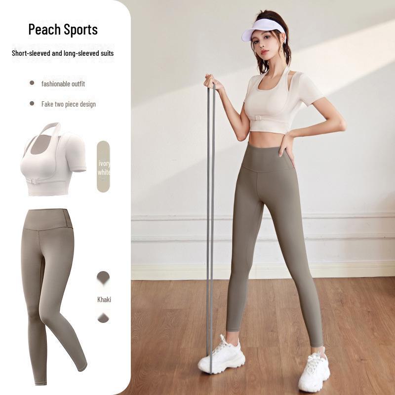 Juyitang Women's Halter Neck Tight Yoga Short-Sleeve Fitness Suit