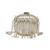Dinner bag for women Metal mini rhinestone tassel shoulder bag women's chain crossbody chain box gold evening bag