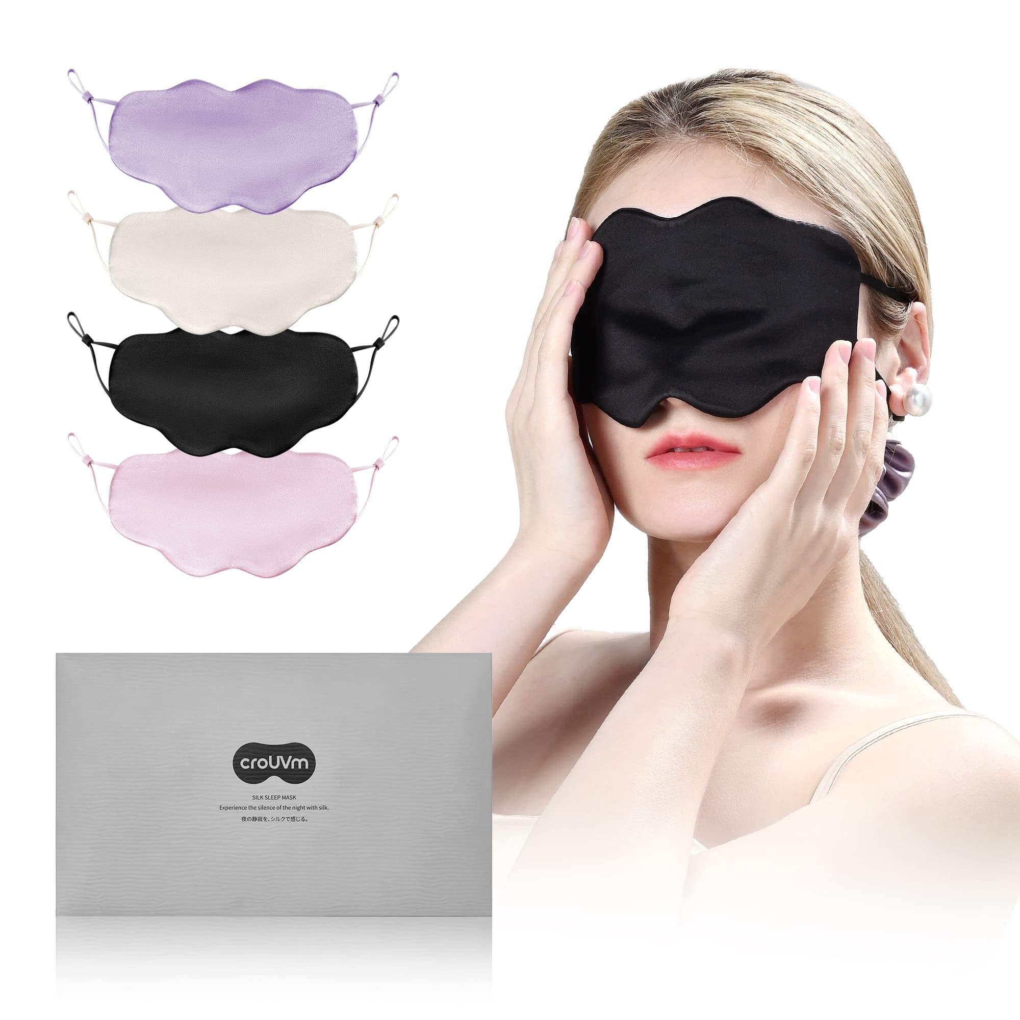 

CROUVM Silk Eye Natural Silk Eye Mask for Better Improved Silk Eye 19 Perfect for Business All Single Black Cloud-Shaped Mask, Light-Blocking, Sleep, чёрный