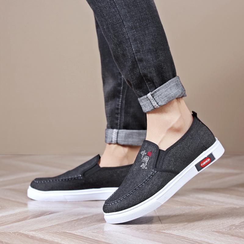 

Мужская обувь Весенняя дышащая повседневная тканевая обувь с одной педалью Нескользящая износостойкая обувь 43 чёрный