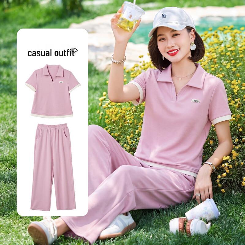Qianlian Women s Summer Casual Sportswear Set 2XL