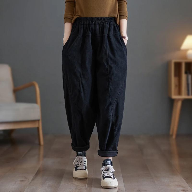 Damen Übergröße Fleecegefütterte Haremshose - Frühling/Herbst 2024