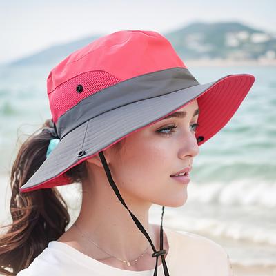 Women's Two-Tone Sun Hat, Candy Color for Spring, Summer, and Autumn, Breathable Double-Layer Mesh, Quick-Dry Wide Brim Beach Fishing Cap