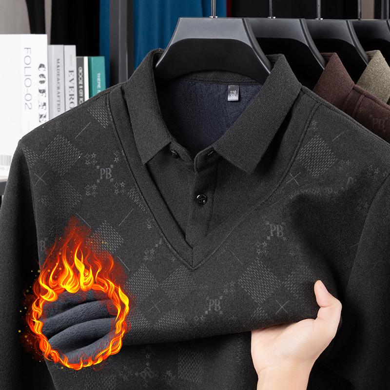 Men's Faux Two-Piece Knit Long-Sleeve Thermal Top