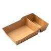 50Pcs 320/440/520ML Capacity Disposable Food Serving Tray Two Grids Kraft Paper Snack Box  Camping