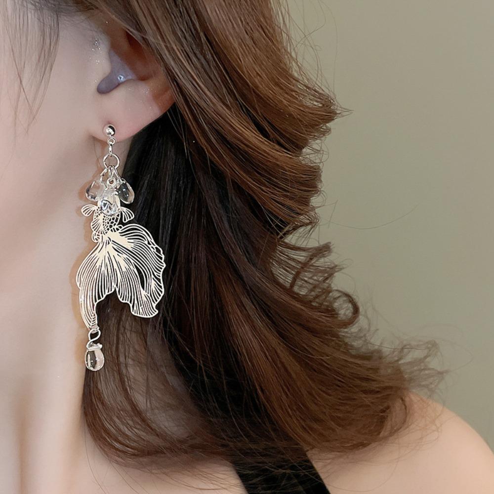 Koi Carp Pendant Goldfish Earrings Accessories Metal Dangle Earrings Goldfish Eardrop  Women
