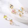HECHENG,Summer New Colorful Neon Enamel Open Adjusted Finger Ring For Women Fluorescent Fashion Copper Zircon Zircon