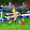 Animal Riding Bike Windmill Innovative Cartoon Cat Dog Wind Spinner Yard Art Decoration Garden Ornament for Yard  Lawn
