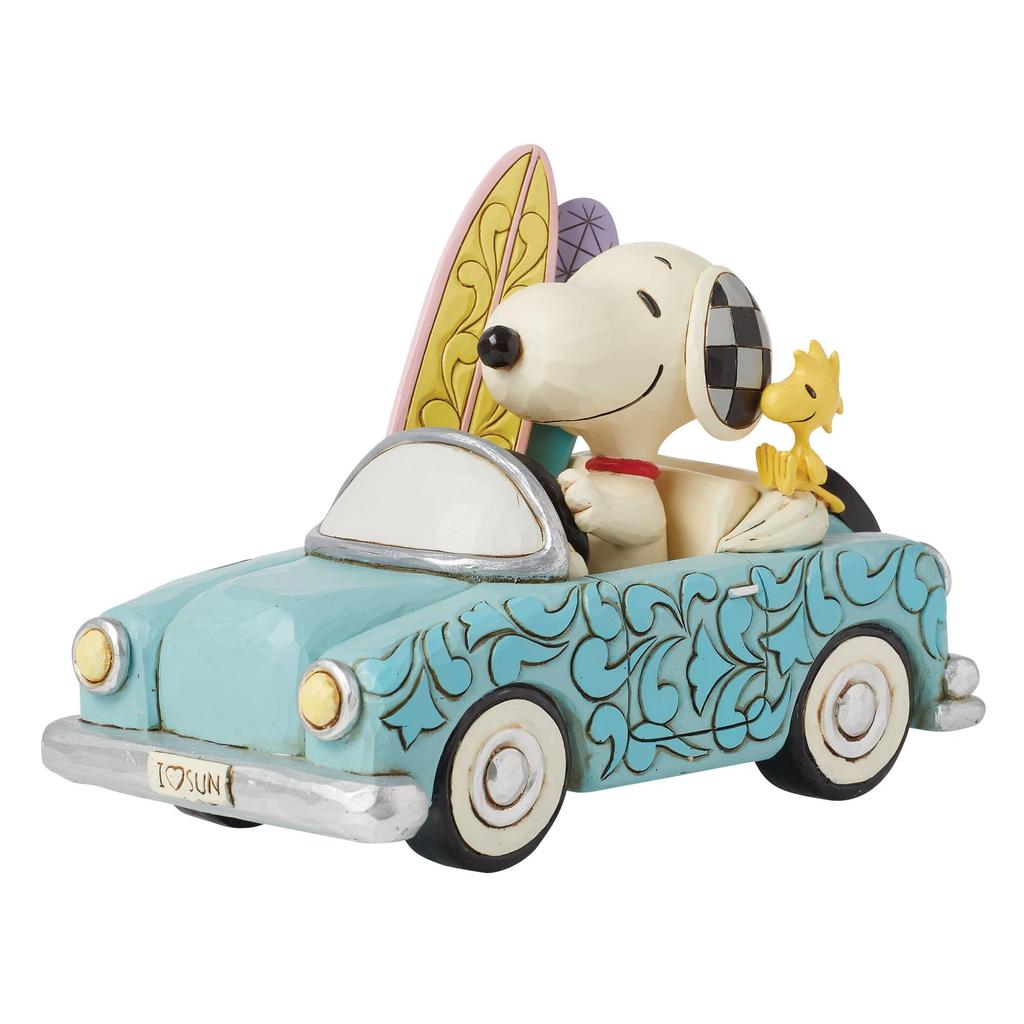 JIM SHORE Snoopy Woodstock Car Surfing 6016272 &