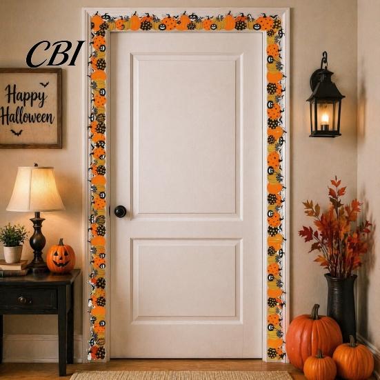 Indoor Home Decorations Halloween Stickers with Pumpkin And Bat Prints, Durable Coated Seasonal Atmosphere Enhancers Paper Decals, Stylish Frame