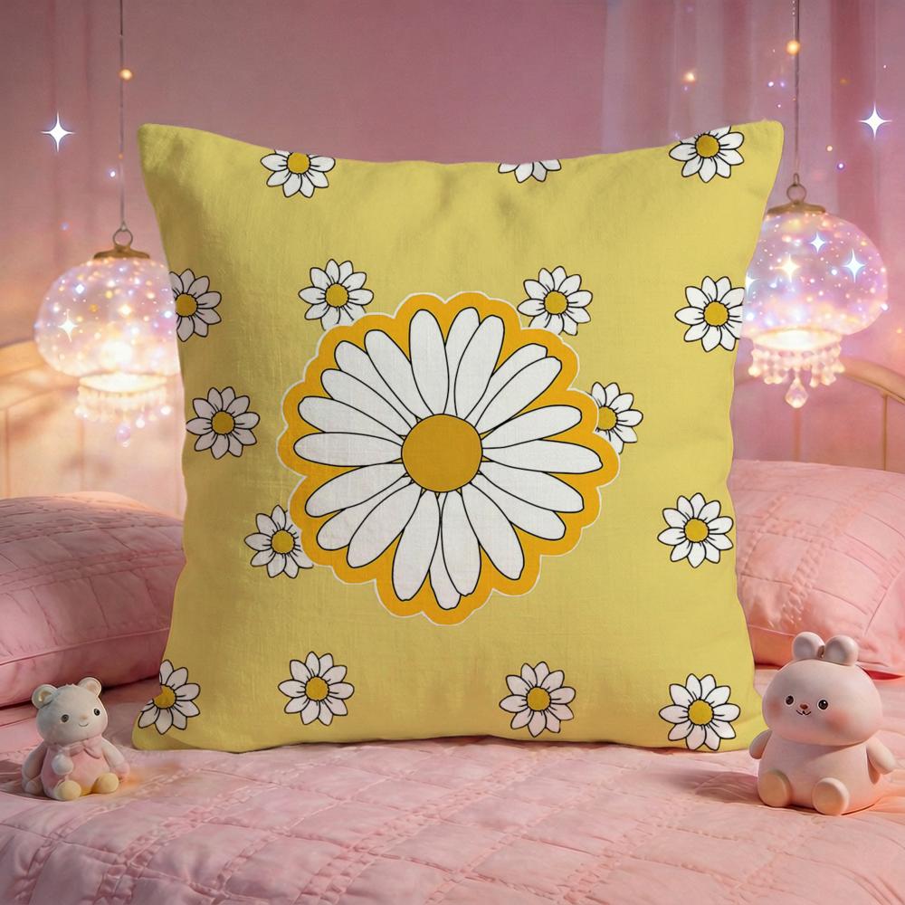 Fresh Daisy Bloom Cushion Cover Premium Comfort Reversible Pillow Cove Two In One Design for Any Room Car Interior