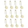 12 Piece Decorative Shower Curtain Hooks Stainless Steel Smooth Gliding Durable Support Luxe Gold Finish Easy Installation