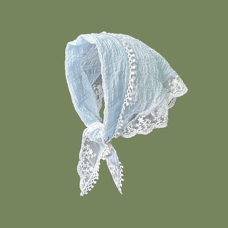Women's French Lace Triangle Scarf: Lightweight, Breathable & Versatile Headscarf and Hair Ribbon