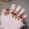 Sparkly Burgundy Rhinestone French Tip Nail Stickers: Removable Handmade Wearable Art