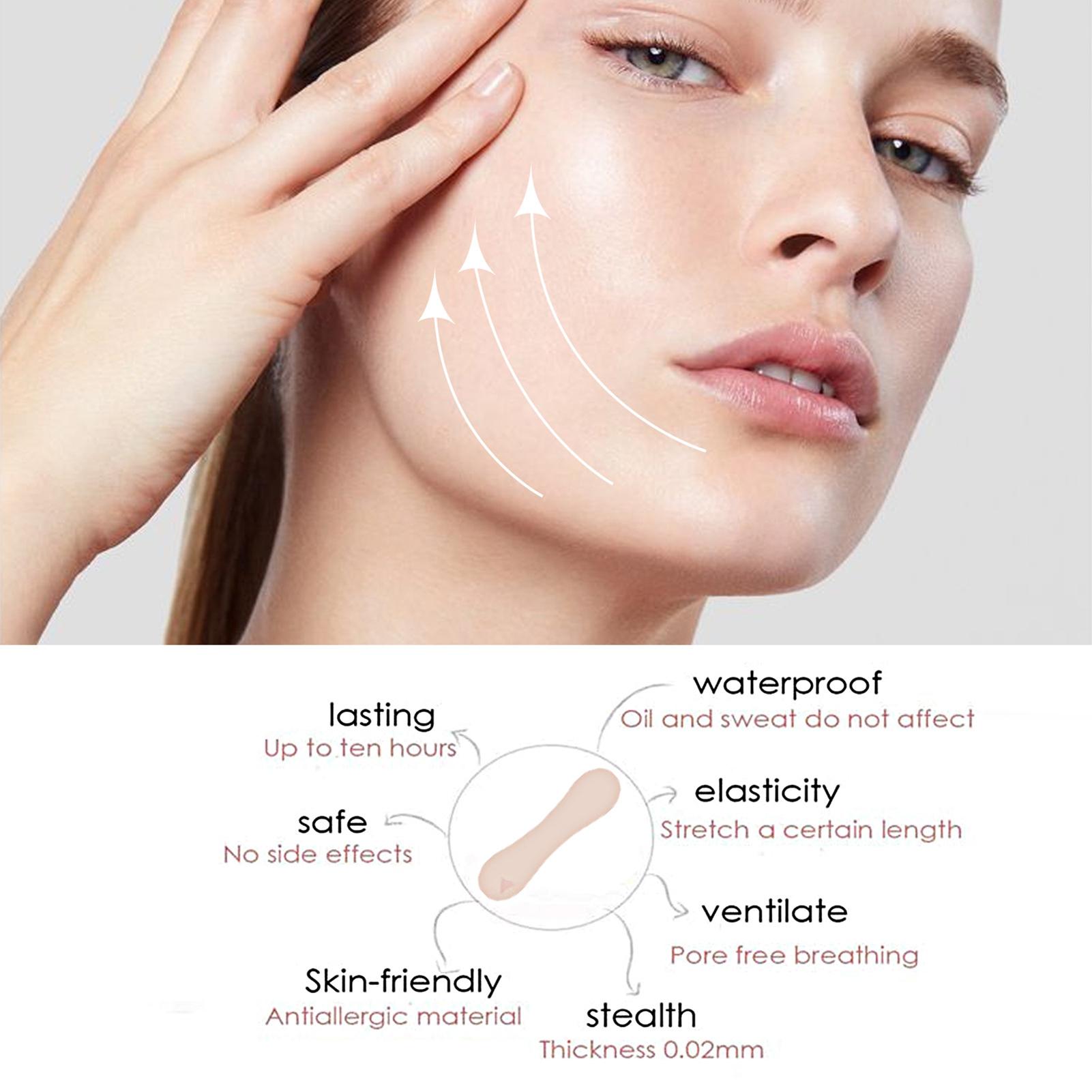 60 Pièces CelsiusBox Ruban Adhésif en V, Bande Élastique Hypoallergénique pour Lifting Facial pour la Beauté du Visage
