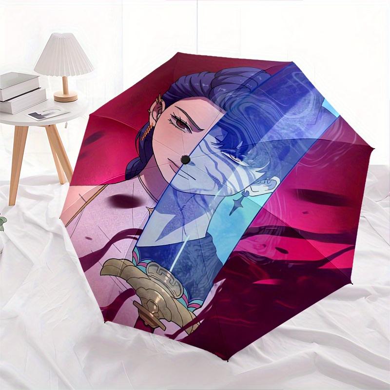 KPop Demon X Automatic Opening and Closing Folding Umbrella with 8-rib Frame and Compact Travel Design, Perfect for All Occasions | Stylish