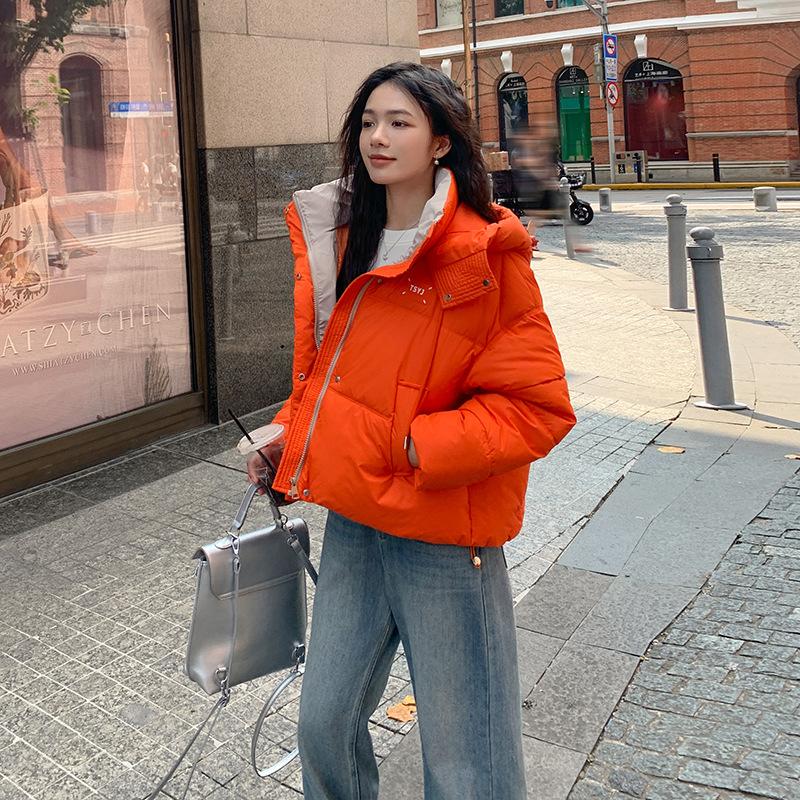 Cotton and Thickened Down Cotton Jacket Women's New Warm Hooded Bread Jacket and Cotton Jacket for Winter 2025